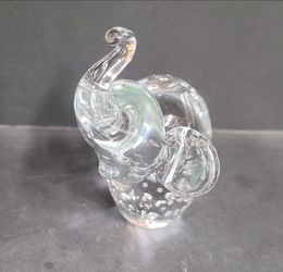 Beautiful Vintage Clear Glass Elephant Paperweight