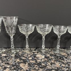 Vintage Gorgeous Cur Crystal Champagne, Wine And Water