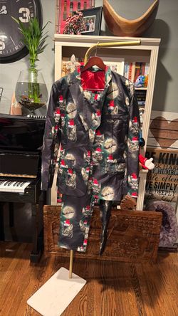 Brand New Christmas Cat Print Two-Piece Suit