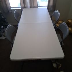 6ft Foldable Table & 4 Gray Chairs Everything One Price
