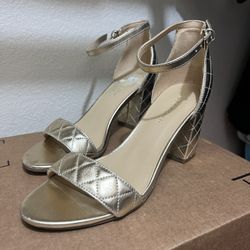 Marc Fisher Gold Block Heel Sandals 