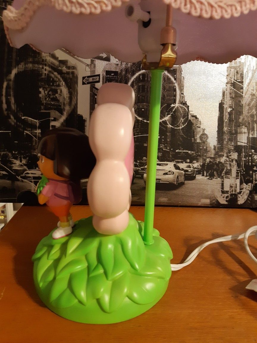 Dora the Explorer 17” 3D flower Desk Lamp & Nightlight Purple Works READ