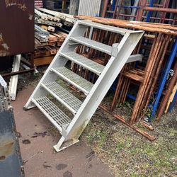 Aluminum Dock Stair Stairway 47” tall x 36” tread width - 6-step - Heavy Duty Industrial Staircase 