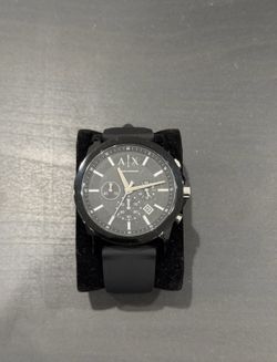 Armani Exchange AX 1326 Men's Black Chronograph Quartz Wristwatch Rubber Band