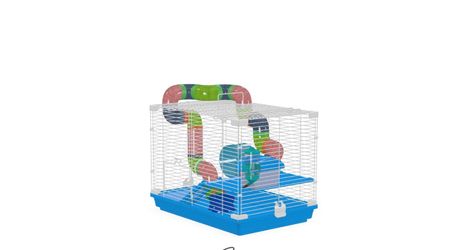 2 Levels Habitat Hamster Home Rodent Gerbil Mouse Mice Rat Wire Cage with Complete Set of Accessories (18" L x 12" W x 15" H, Blue(11)