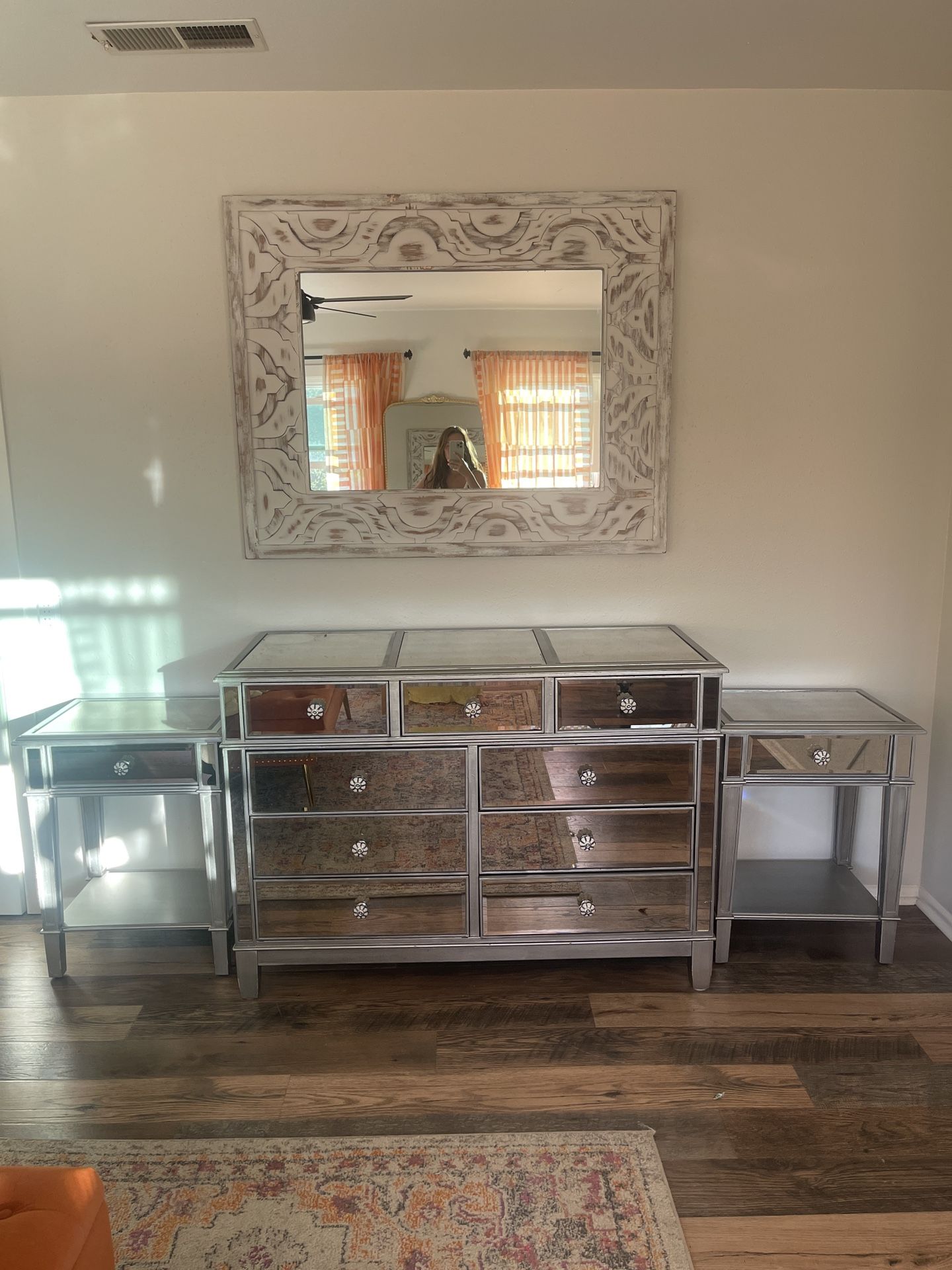 Mirrored Dresser & Nightstands