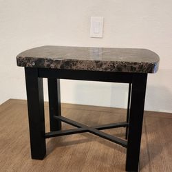 Ashley Furniture signature design black faux marble table top with bottom shelf - side table
