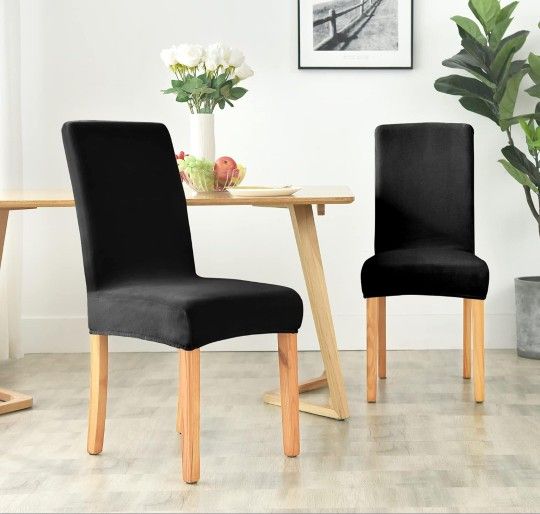 New Pack Of 4, Velvet Stretch Dining Room Chair Covers - Washable Parson Chair Slipcovers - Stretchable