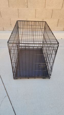 Folding Metal Wire Dog Crate Kennel w/ Plastic Tray – 30 x 19 x 21