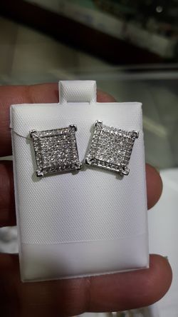 14k white gold diamond earrings 1ct diamonds