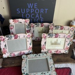 The Smithsonian Picture Frame Collection (Lot Of 7) by Goebel  “Pink Rose” Gold Trim Vintage Like NEW