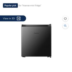 Hisense 1.6 Cu. ft. Single Door Mini Fridge, aBlack, 17.5" Width. 