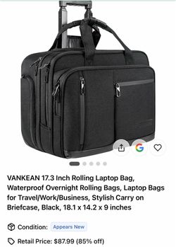 VANKEAN 17.3 Inch Rolling Laptop Bag