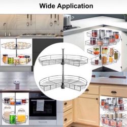 Kidney Shaped Chrome Corner Organizer 31" Diameter Kitchen Cabinet Blin