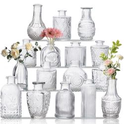 Glass Bud Vase Set of 16
