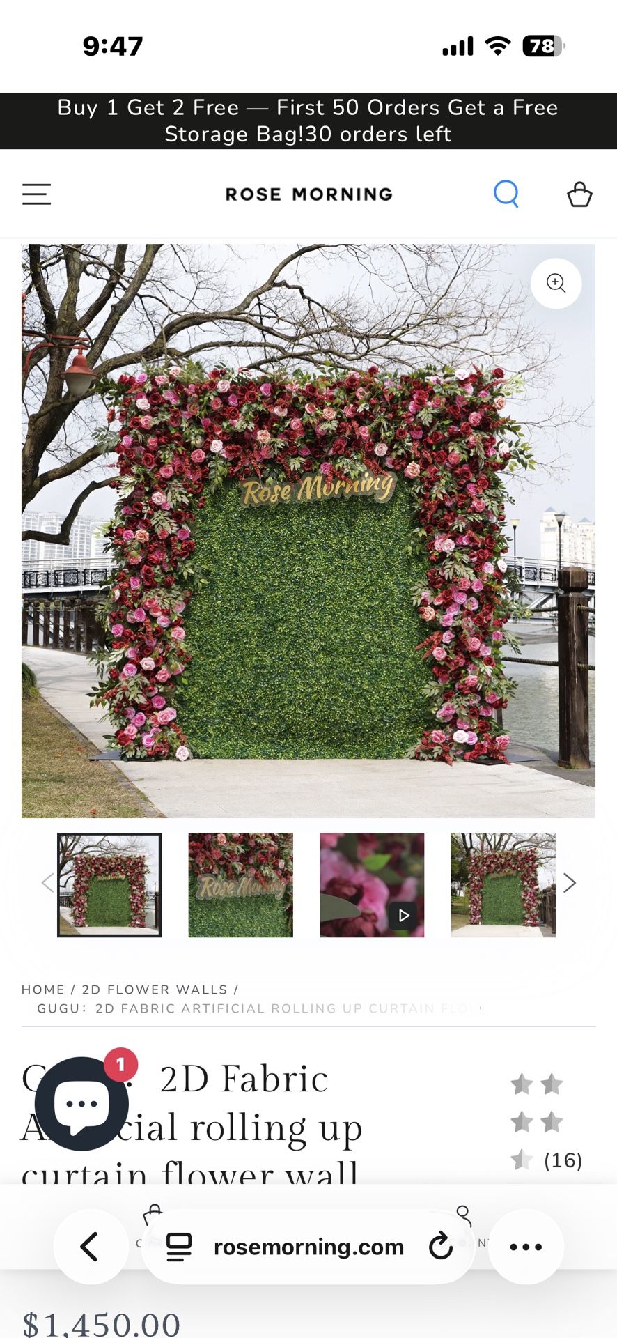 Rose Morning Backdrop - NEVER USED - BRAND NEW IN BOX