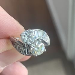 2 carat engagement ring side-by-side in platinum