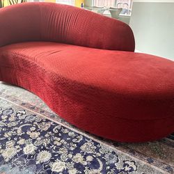 Red Curved Chaise Lounge Sofa - $100 OBO, Must Pick Up