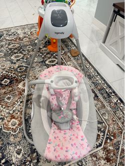 Baby girl swing and bathtub