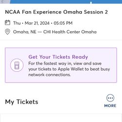 NCAA Fan Experience March Madness Omaha Session 2 (Two tickets)