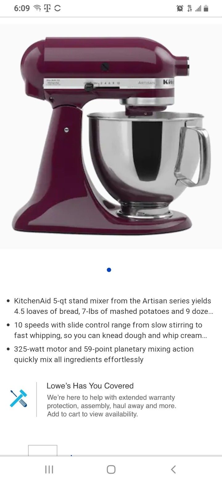 Kitchen aid mixer in purple