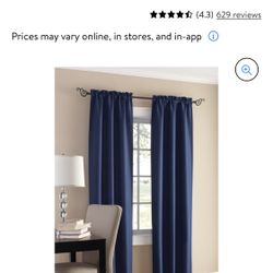 Mainstays Curtains 28x64 Set Of 4 Navy Blue