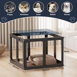 Jalove 24" H Acrylic Dog Playpen Indoor NEW - Assembled
