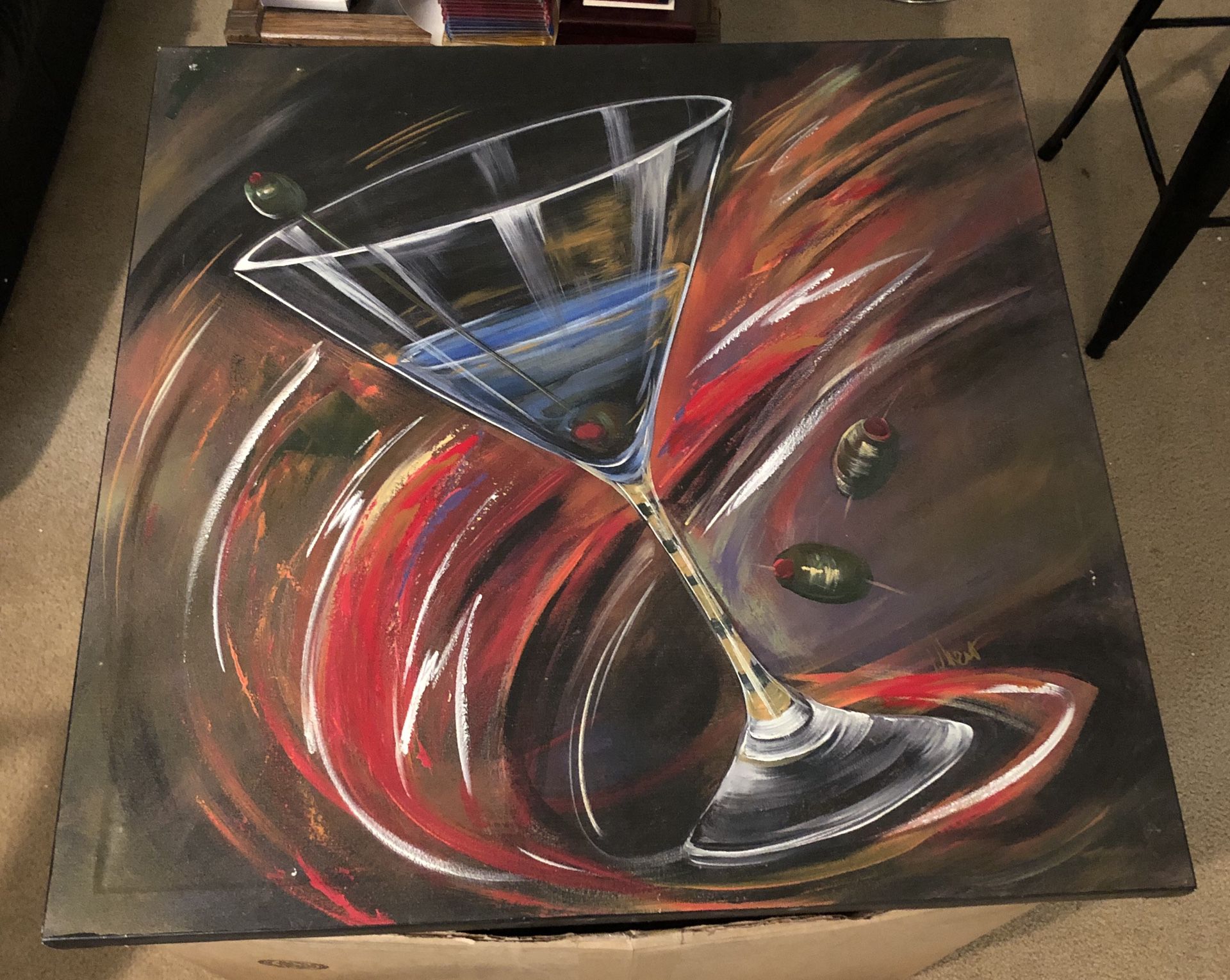 Decorative martini painting on canvas