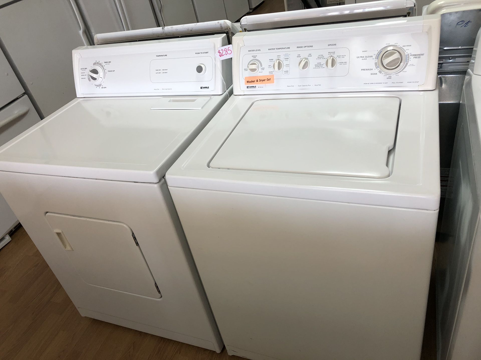 Kenmore white washer and dryer set