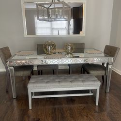 Modern Mirrored 6 Piece Dining Room Set