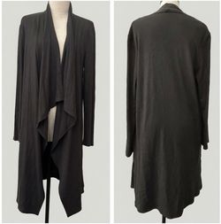 Halston black long open-front draped cardigan EUC - size M