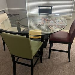 Round Counter Height Glass Table & Chairs 