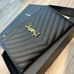 Grain De Poudre Chevron Monogram Bill Pouch Black