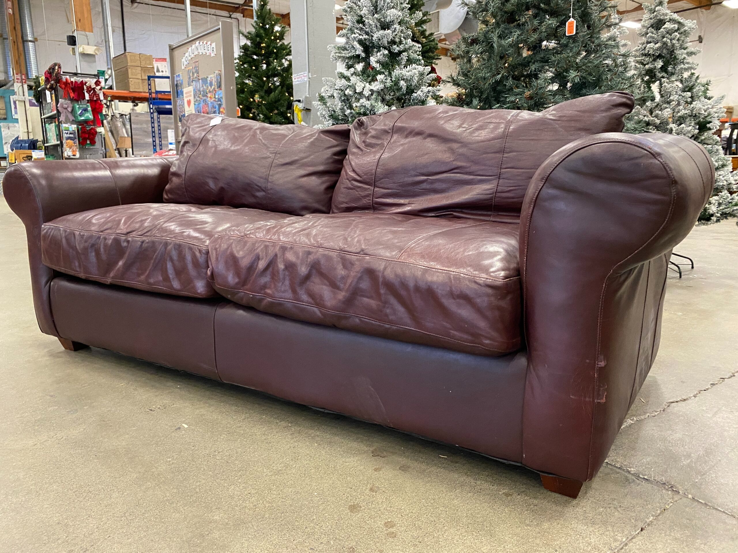 Burgundy Leather 2 Seat Sofa