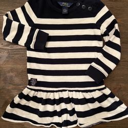 Girls Size 3T Dress Ralph Lauren Blue White Stripe  