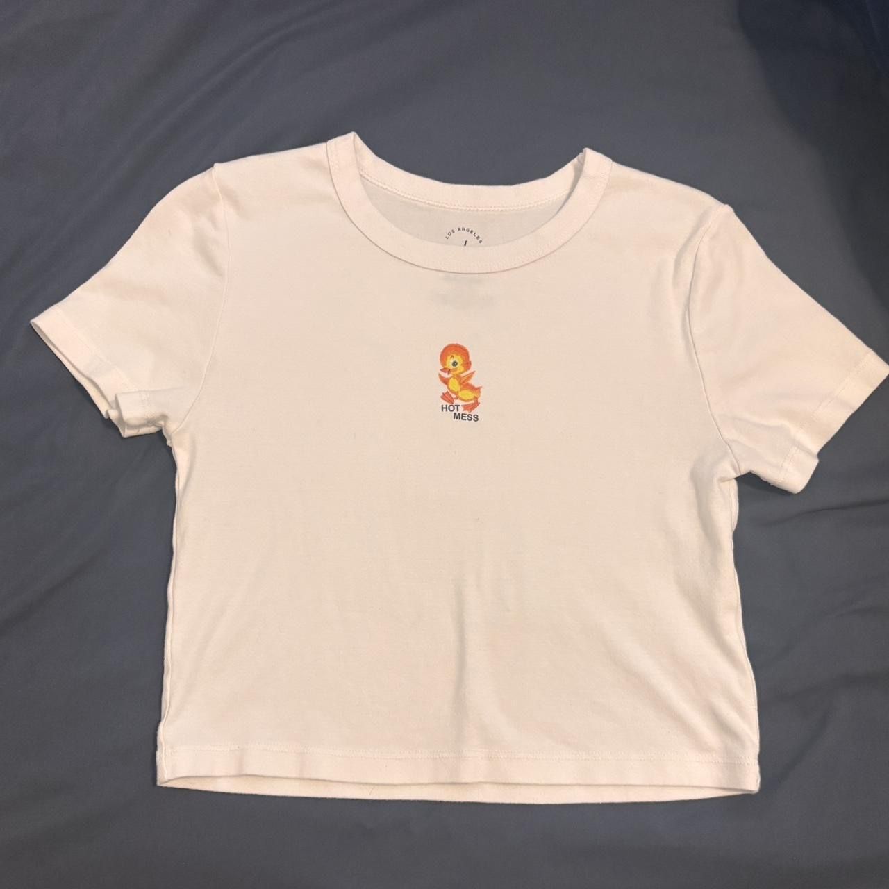White Baby Tee w/ Small Graphic