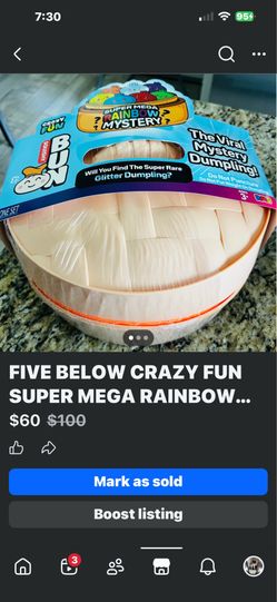 FIVE BELOW CRAZY FUN SUPER MEGA RAINBOW MYSTERY GLITTER DUMPLINGS (JUMBO)