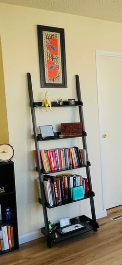 Black Leaning Ladder Bookshelf