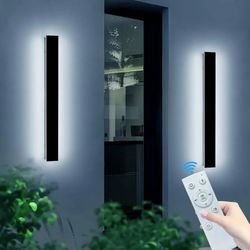 3521: New 2 Pack Outdoor Wall Light Fixture, 39.3inch Modern Wall Sconce, IP65 Waterproof Dimmable 3000K-6000K with Remote Control, Outside Porch Ligh