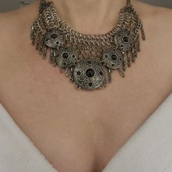 Elegant Silver Color Statement Necklace