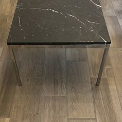 Florencea Knoll Square Marble Top Solid Chrome Base Side End Coffee Center Table