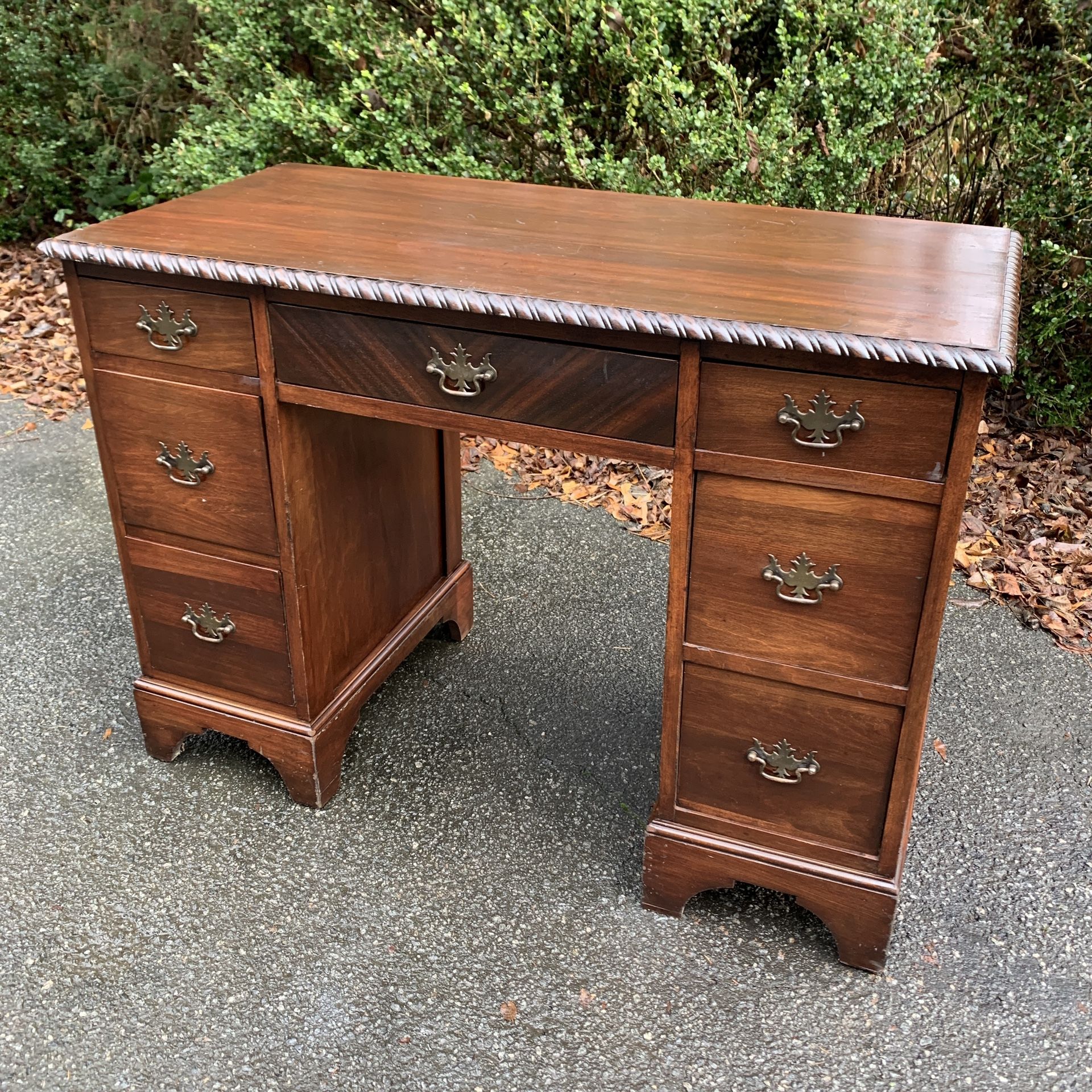 Vintage 7-Drawer Wood Desk
