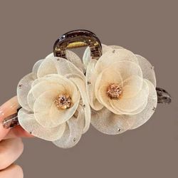 Hair Clip Flower ( Beige )