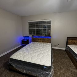BRAND NEW Full Size Beds, A Nightstand, & Comfy Mattress 