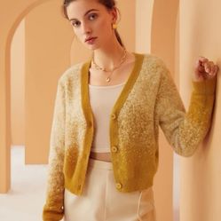 Ombre Fluffy Knit Cardigan