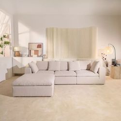 FREE DELIVERY Modern White 4-Piece Sectional Sofa with Down Filled Pillows/Cushions Comfortable Sofa