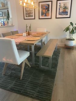 Light Wood Dining Table w/ bench