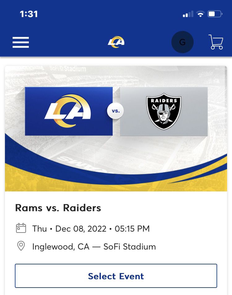 Rams vs Raiders   SOLD