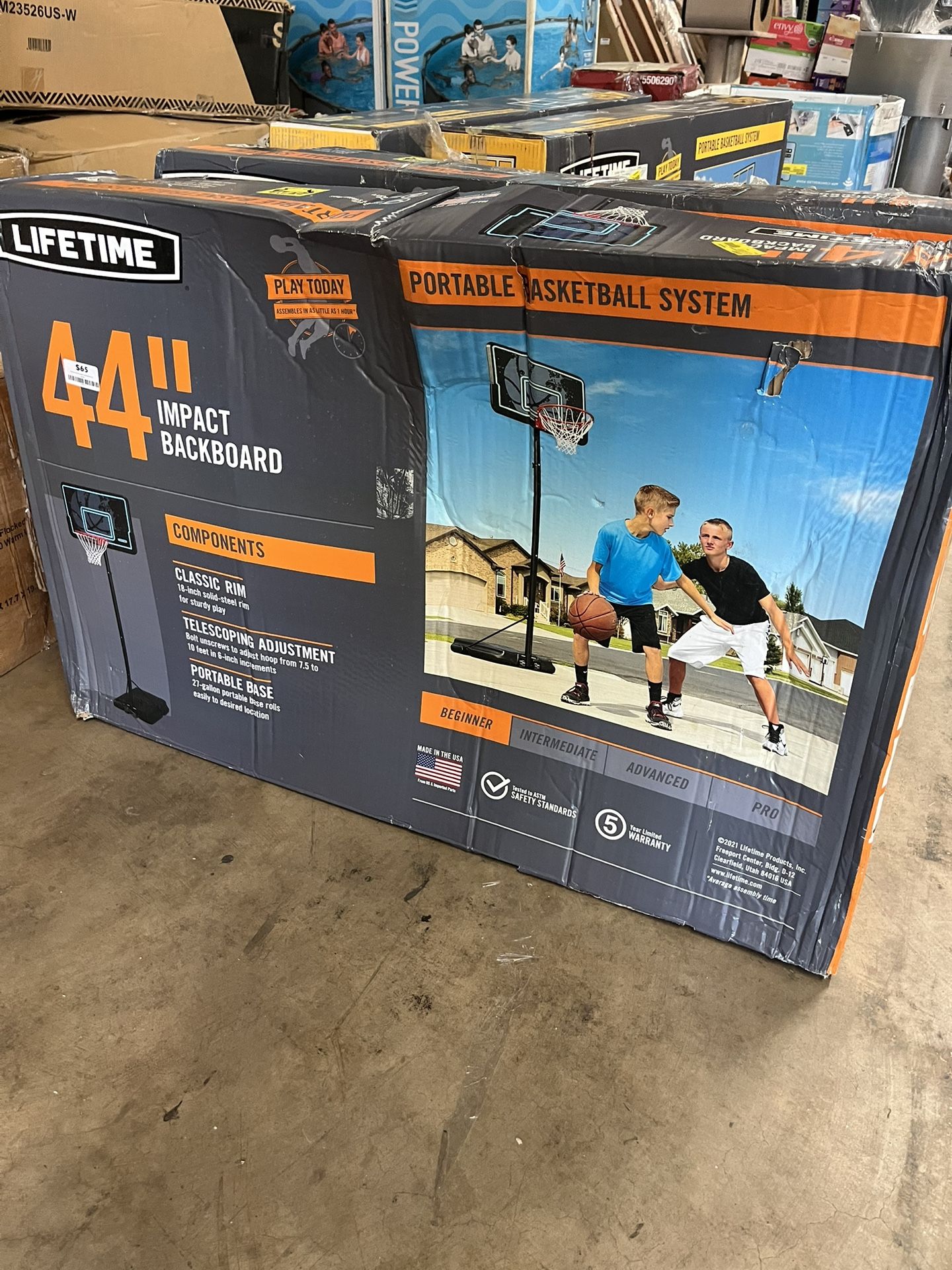 Lifetime 44-Inch Impact Portable Basketball Hoop with Telescoping Adjustment & Classic Rim – Model 90759-Outdoor Play