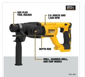 DEWALT 20V MAX Cordless Brushless 1 in. SDS Plus D-Handle Concrete and Masonry Rotary Hammer (Tool Only)
